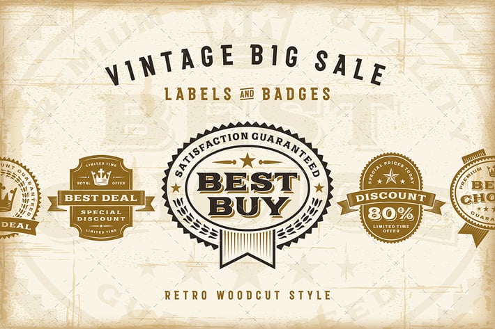 Vintage Sale Labels Set