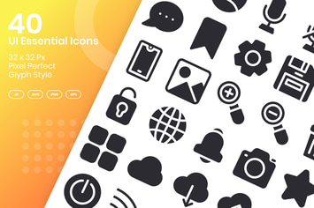 40 UI Essential Icons Set - Glyph