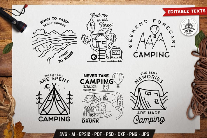 Adventure Designs Bundle, Camp Retro Line Labels