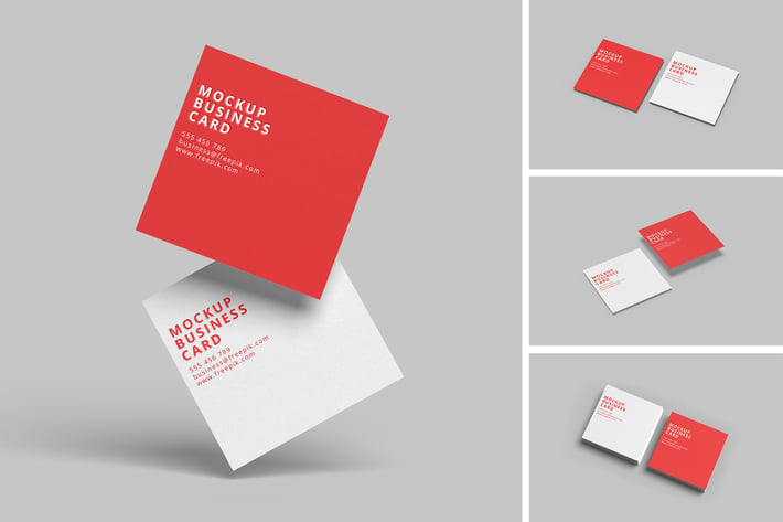 Square Business Card Mockup V.2