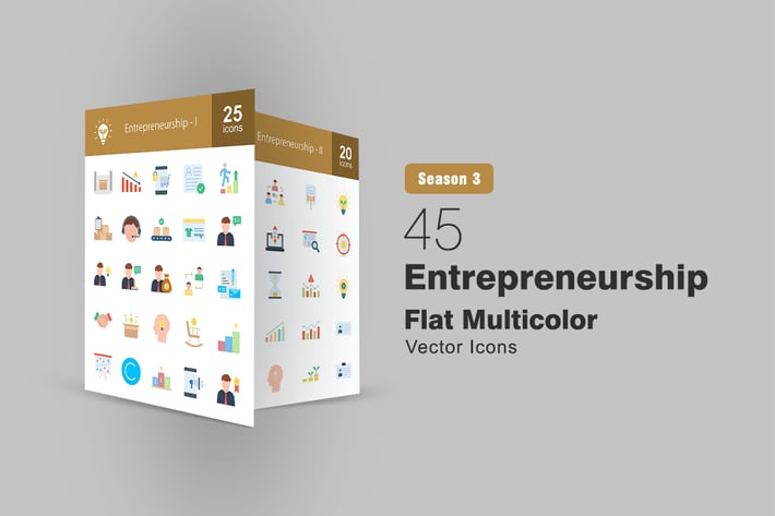 45 Entrepreneurship Flat Multicolor Icons