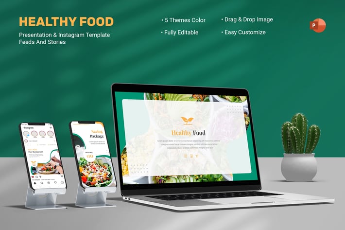 Healthy Food - Powerpoint & Instagram Template