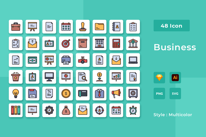 48 Business Multicolor Icon Pack