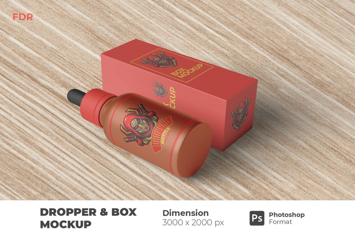 Dropper Bottle & Box Mockup