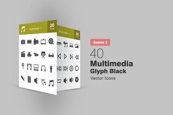 40 Multimedia Glyph Icons Season II
