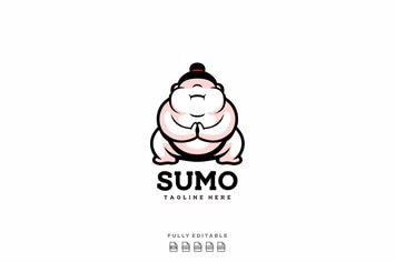 Happy Sumo Cute Logo Template