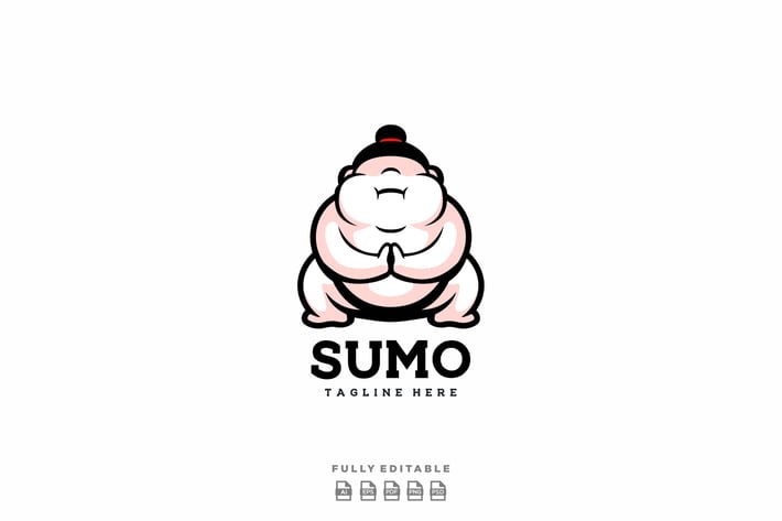 Happy Sumo Cute Logo Template