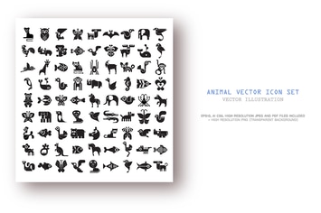 Set of Animal vector icons isolated on a white