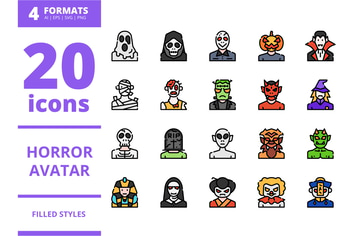 Horror Avatar Filled Icons Packs