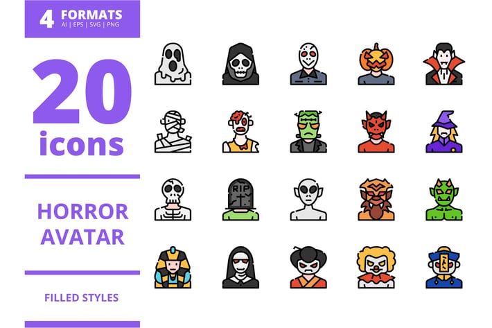 Horror Avatar Filled Icons Packs
