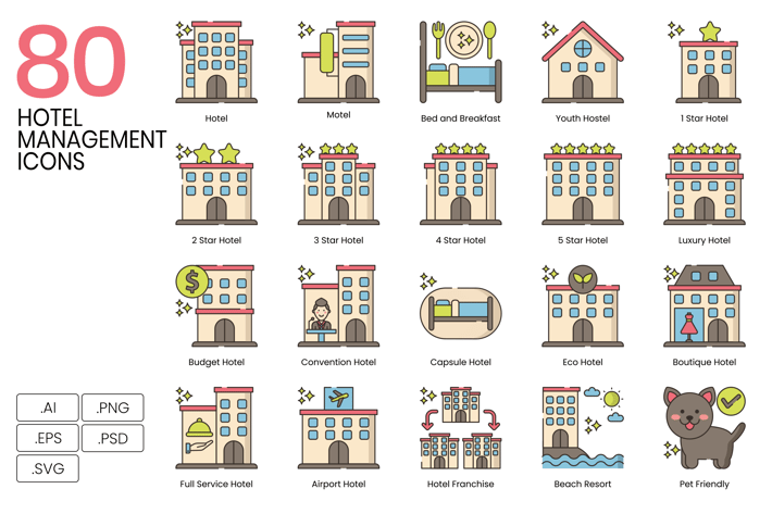 80 Hotel Management Icons