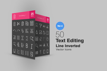 50 Text Editing Line Inverted Icons