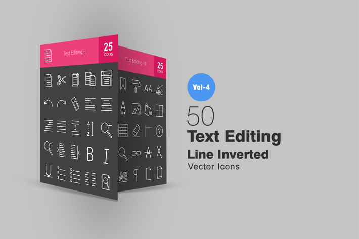 50 Text Editing Line Inverted Icons