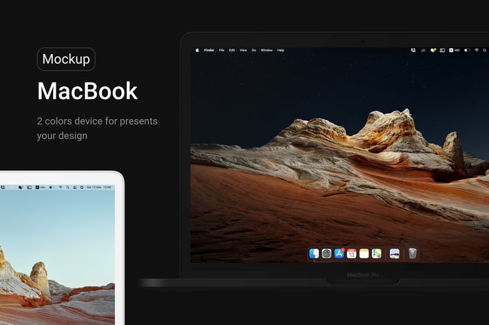Apple MacBook Black & White Mockups