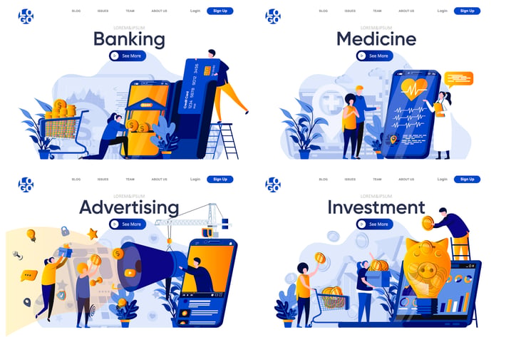 Collection Web Page Flat Concept with People