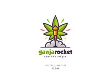 Ganja and Rocket Color Line Logo