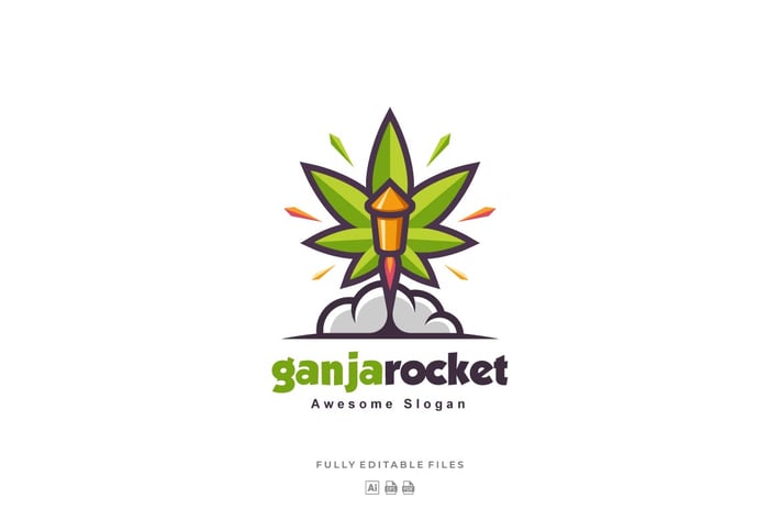 Ganja and Rocket Color Line Logo
