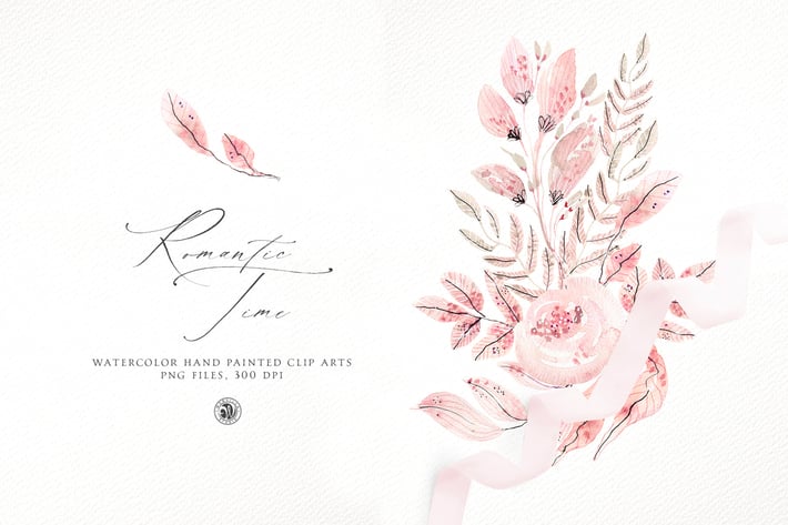 Romantic Time - watercolor floral set