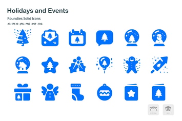Holidays and Events Roundies Solid Glyph Icons