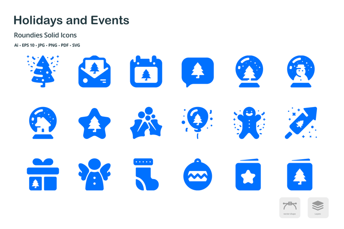 Holidays and Events Roundies Solid Glyph Icons