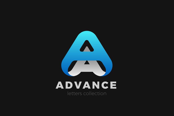 Letter A Logo design 3D Ribbon style
