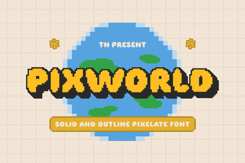 Pixworld - Solid & Outline Pixelate Bold Font