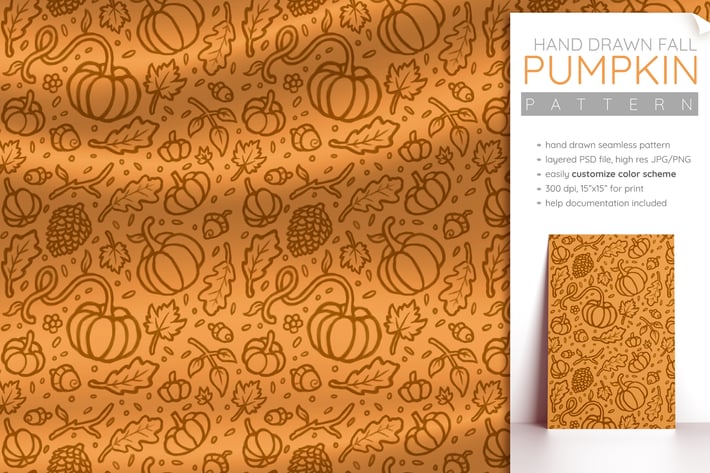 Fall Pattern (Pumpkin Pattern Halloween Seamless)
