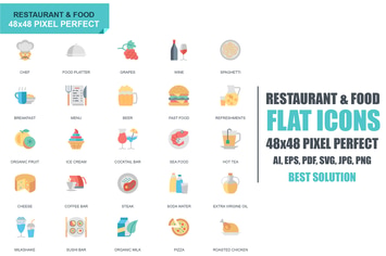 Simple Set Restaurant and Food Flat Icons