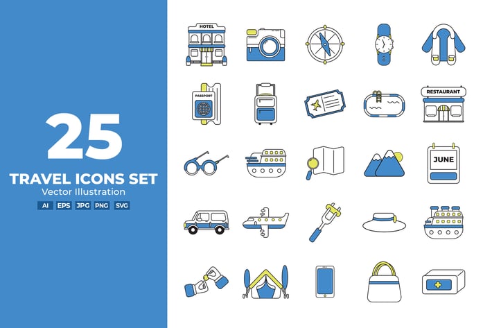Travel Flat Icons Set