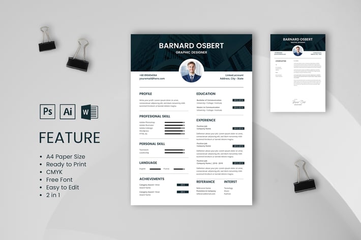 Professional CV And Resume Template Osbert