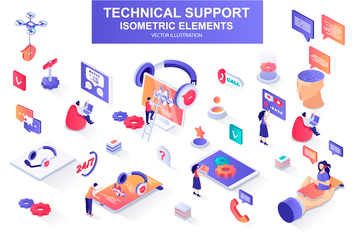 Technical Support Isometric Design Elements