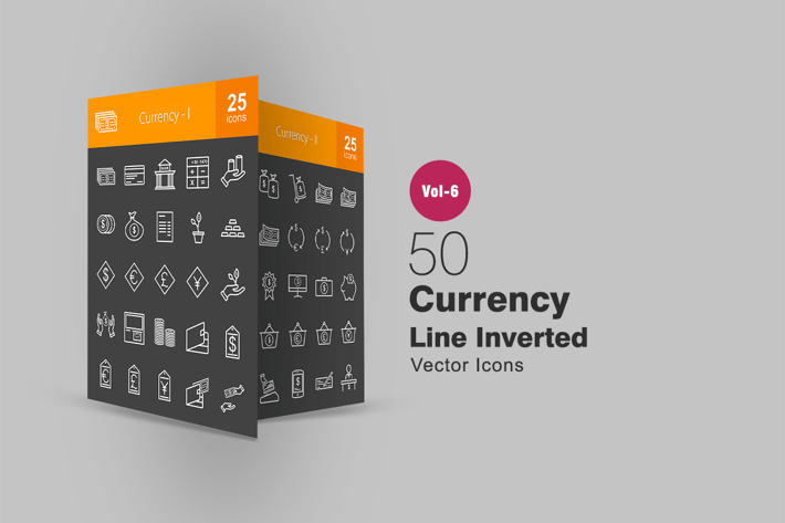 50 Currency Line Inverted Icons