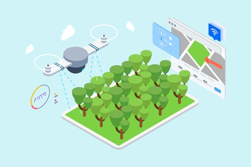 IOT Drone Watering Isometric Illustration - TU