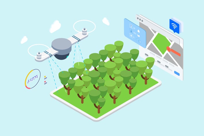 IOT Drone Watering Isometric Illustration - TU