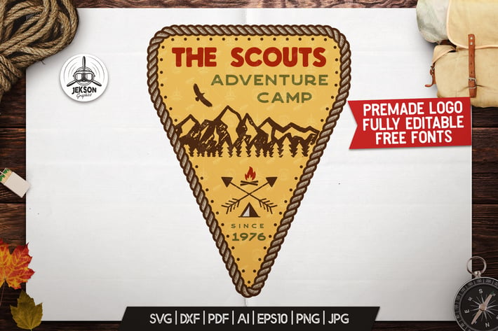 Scout Camp Logo, Vintage Adventure Badge Patch