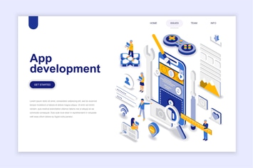 App Development Isometric Landing Page