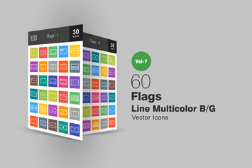60 Flags Line Multicolor B/G Icons