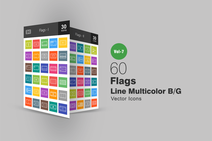 60 Flags Line Multicolor B/G Icons