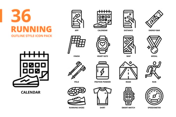 Running Outline Style Icon Set