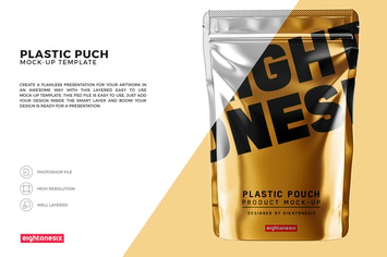 Glossy Plastic Pouch Mock-Up Template