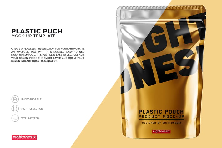 Glossy Plastic Pouch Mock-Up Template