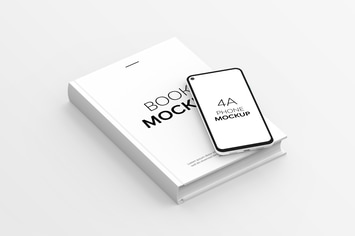 Book & 4A Phone Mockup