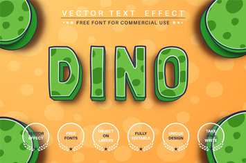 3D dino - editable text effect, font style