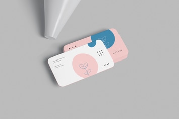 Round Edges Business Card Stack Mockups