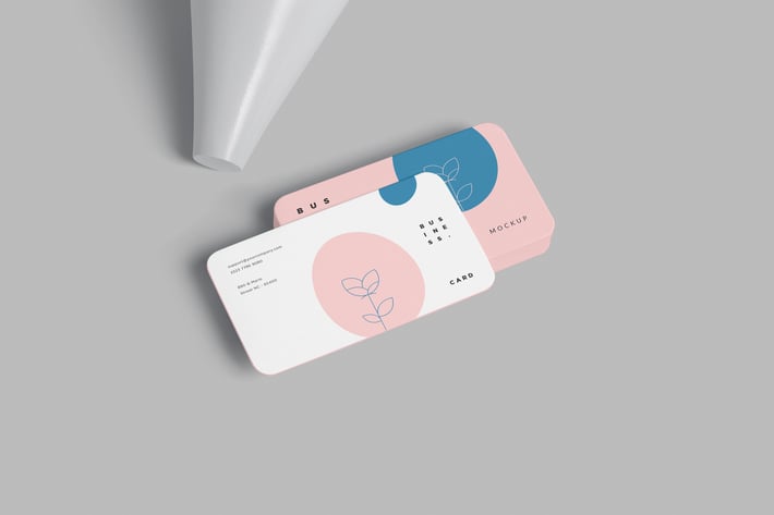 Round Edges Business Card Stack Mockups
