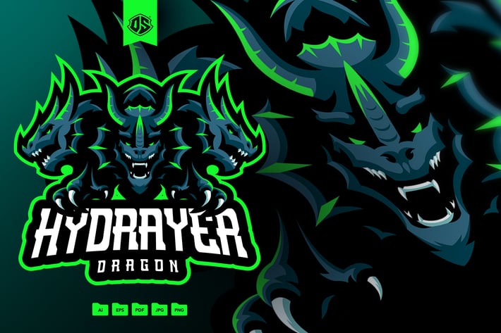 Hydra Dragon Mascot Logo