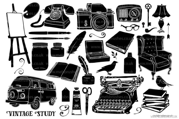 Vintage Study Silhouette Graphic Illustrations