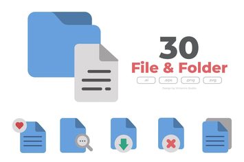 30 File and Folder Icons - FLAT