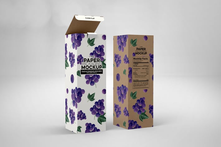 Tall Box Tuck & Tongue Lock Mockup