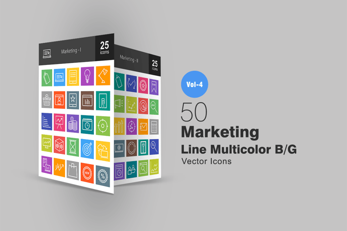 50 Marketing Line Multicolor Icons